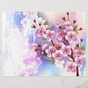 Flyer Sakura rosa no fundo da pintura