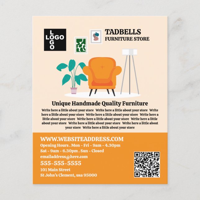 Flyer Sala de Verão - Vendas da Loja de Mobiliário (Frente)