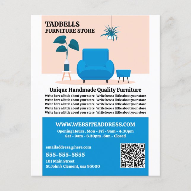 Flyer Salão Azul - Vendas da Loja de Mobiliário (Frente)