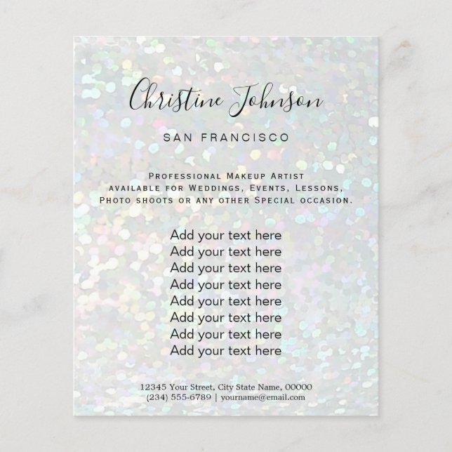 Flyer salão de beleza com efeito faísca elegante (Frente)