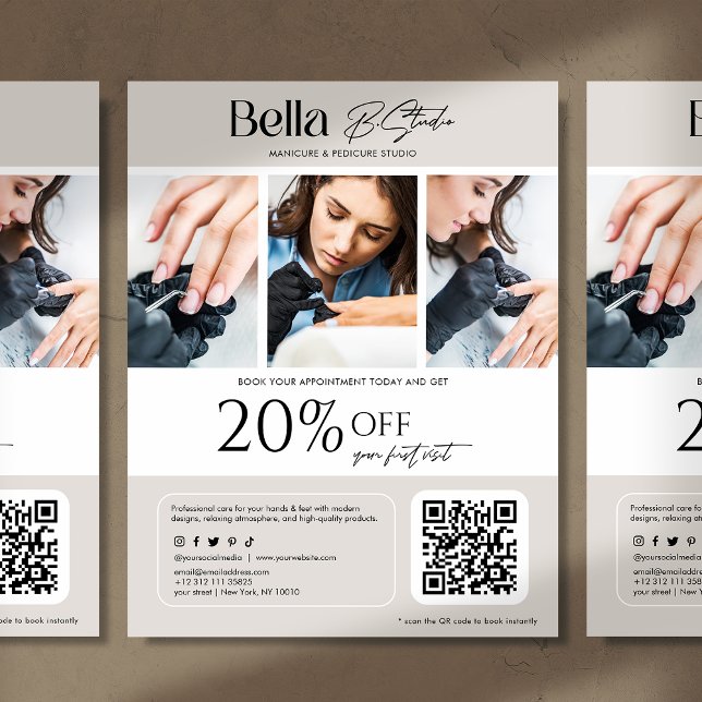 Flyer Salão de Beleza de Foto Moderna Técnico de Unhas (Criador carregado)