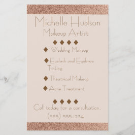 Flyer Salão de Beleza de Maquiagem Rose Gold Artista