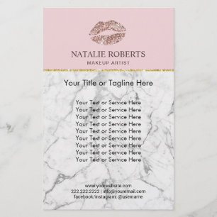 Flyer Salão de beleza de mármore cor-de-rosa dos lábi