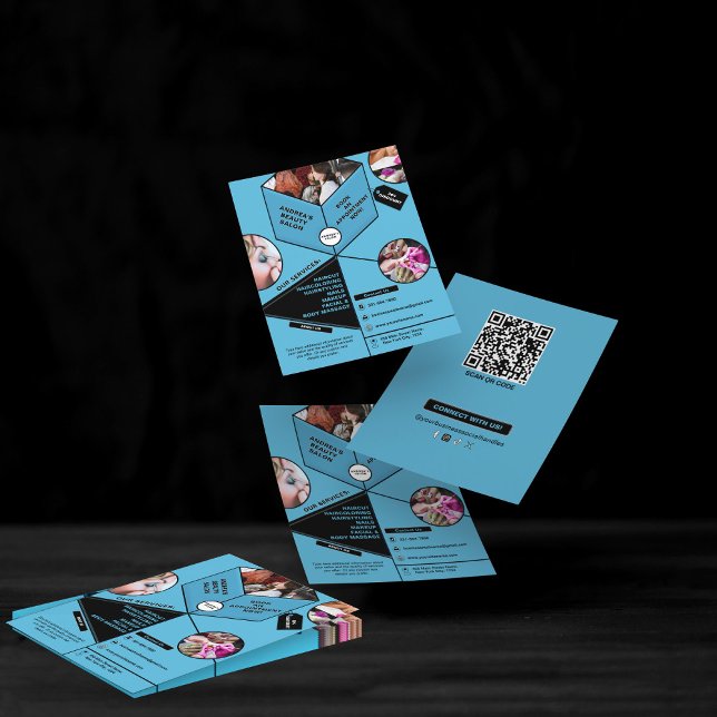 Flyer Salão de Beleza e Spa Moderno Blue Black Beauty Fo (Criador carregado)