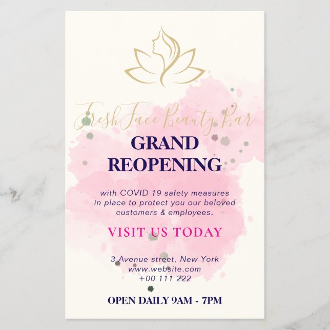 Flyer Salão de beleza elegante dourado e preto (Frente)