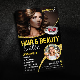 Flyer Salão de Beleza Estilista de Cabelo Glamouroso Dou