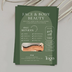 Flyer Salão de Beleza Estilo Boêmio Verde Sálvia A5