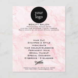 Flyer Salão de Beleza Pink Marble