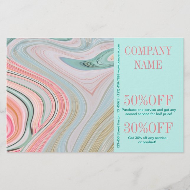 Flyer salão de beleza SPA cabelo unhas aquarela coral me (Frente)