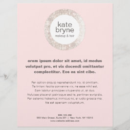 Flyer Salão de Cabelo das Sequências de Prata Rosa Moder