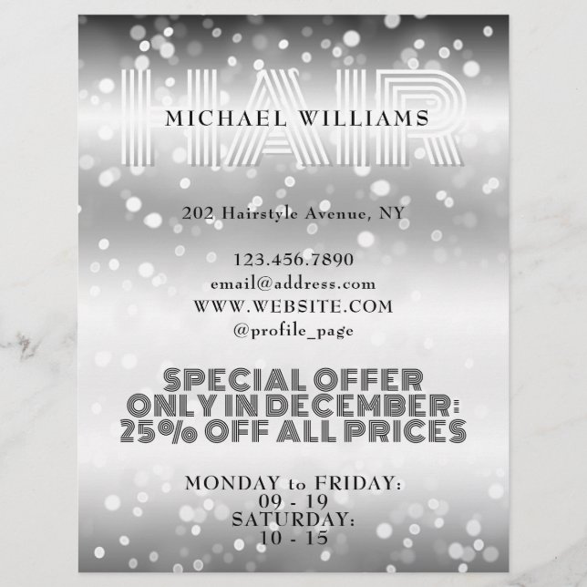 Flyer Salão de cabelos brilhante com fiação falsa (Frente)