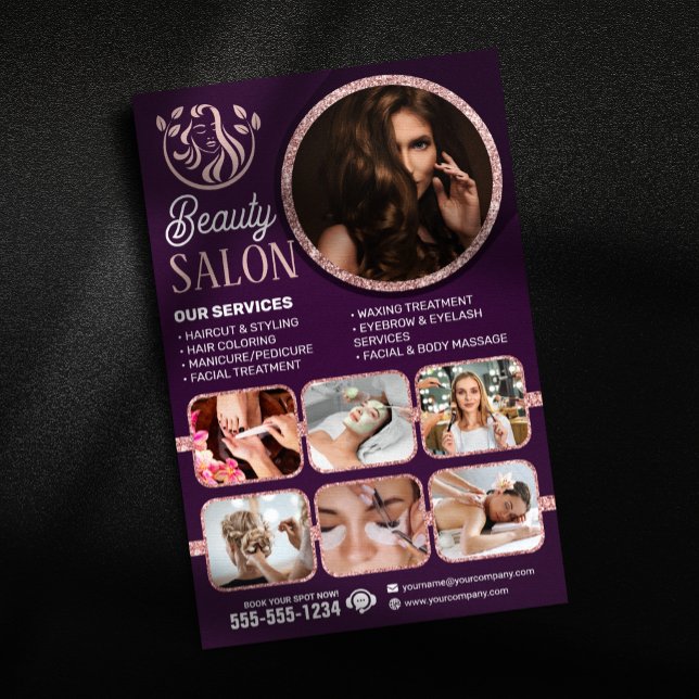 Flyer Salão de Maquiagem do Cabelo do Cabelo do Chic Ros (Criador carregado)