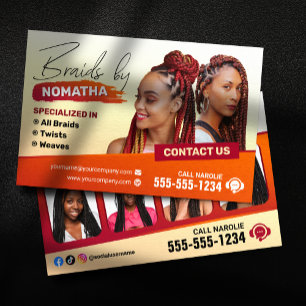 Flyer Salão de Tranças Modernas Estilista de Tranças Cab