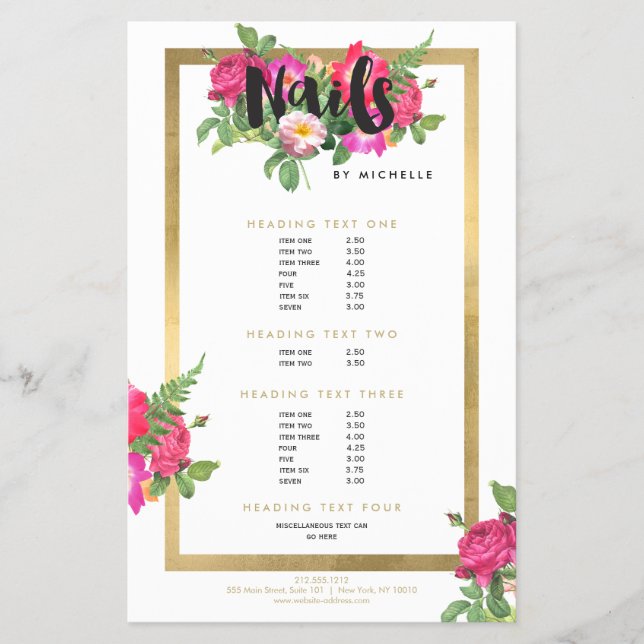 Flyer Salão de Unhas Beauty Florals White (Frente)