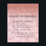 Flyer Salão Glitter Dourado Rosa de Grande Reabertura<br><div class="desc">Menina Rosa Dourada - Blush Pink Ombre Marble e Sparkle e Glitter Grand Reabrindo Glam Luxury Salon, Beauty Store, Eyelashes, Unhas, Makeup, Microblading, Hair Stylist, Lashes, Hair Stylist ou Make Up Artist Business Flyer com o hábito de adicionar seu nome de negócios e seu endereço de retorno. Este simples design...</div>