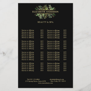 Flyer Salon Modern Botanik Schwarz Grün Schwarz