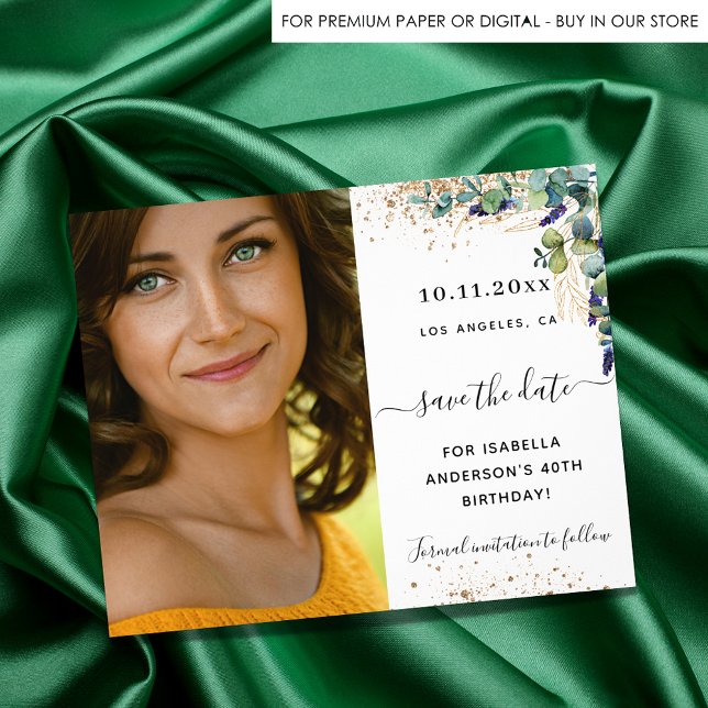 Flyer Salvar o orçamento de fotos de eucalipto de aniver (Criador carregado)