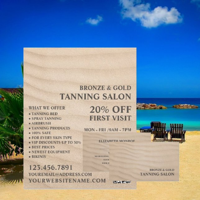 Flyer Sandy Beach, Tanning Salon Advertising (Criador carregado)