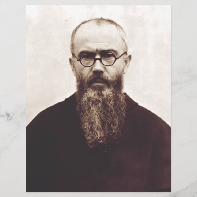 Flyer Santo Maximilian Kolbe padre católico polonês (Frente)