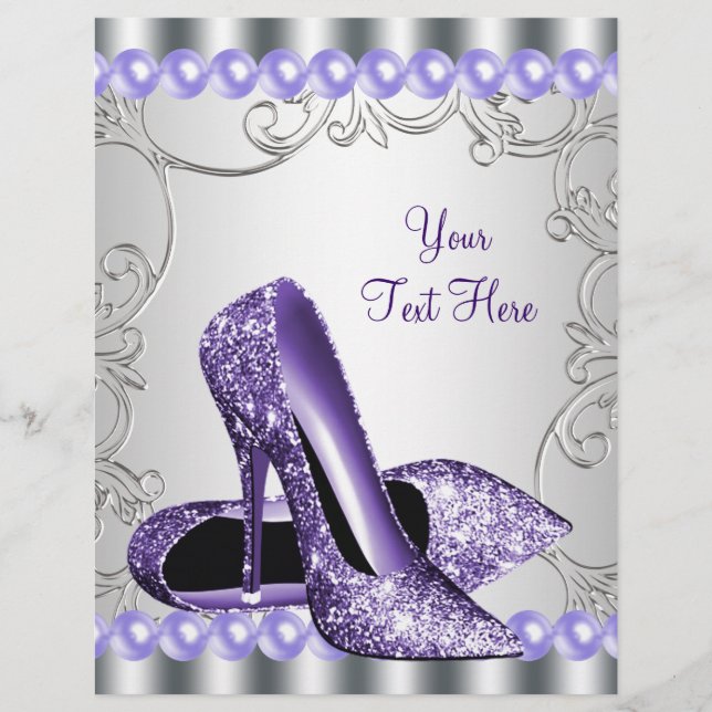 Flyer Sapatos de Salto Alto Roxo Pérola Redemoinho (Frente)
