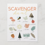 Flyer Scavenger Hunt Kids Birthday Game<br><div class="desc">This cute scavenger hunt game features an ivory white background with mushroom,  acorn,  leaf,  butterfly,  pine cone,  ladybug,  etc. The reverse side features a red background with leaf and mushroom patterns. Change the background color and personalize it for your needs. You can find matching products at my store.</div>