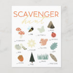 Flyer Scavenger Hunt Kids Birthday Game<br><div class="desc">This cute scavenger hunt game features an ivory white background with mushroom,  acorn,  leaf,  butterfly,  pine cone,  ladybug,  etc. The reverse side features a red background with leaf and mushroom patterns. Change the background color and personalize it for your needs. You can find matching products at my store.</div>