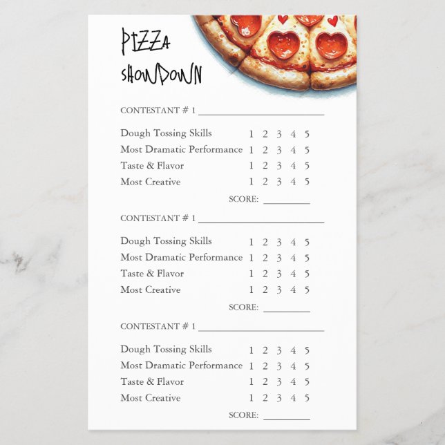 Flyer Scorecard de Fazer de pizza (Frente)