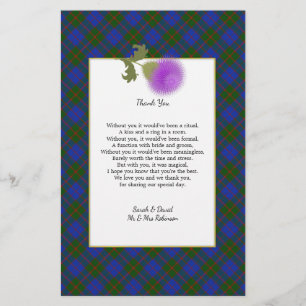 Flyer Scotch Clan Tartan Casamento Poema Obrigado Scroll
