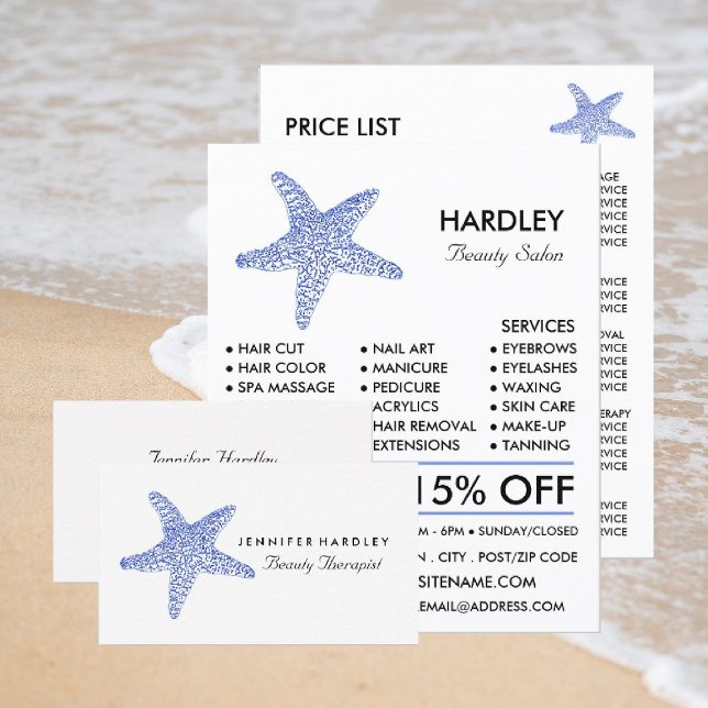 Flyer Sea Blue Beach Starfish, Beauticiticista, Beauty S (Criador carregado)
