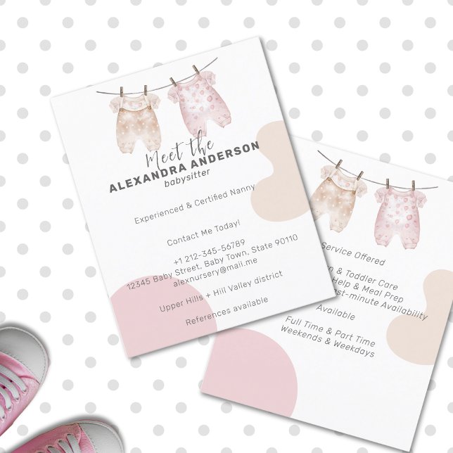 Flyer Serviço Babysitter Boho Baby Clothing (Boho Baby Clothing Watercolor Babysitter Service Flyer)