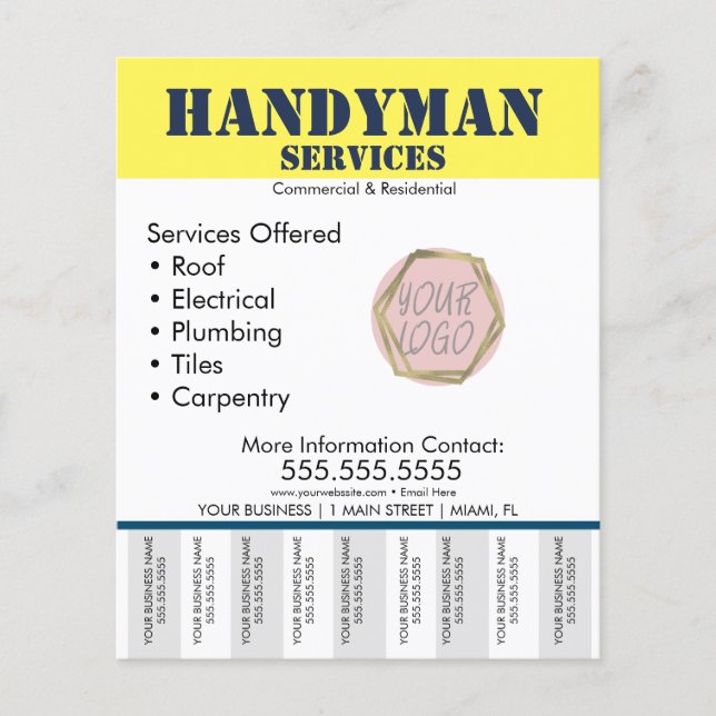 Flyer Serviço de Canalização Limpo do Handyman: Rasgar o (Frente)