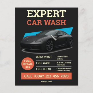 Flyer Serviço de Detalhamento Automotivo Preto Laranja M