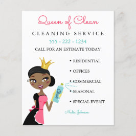 Flyer Serviço de Empregada de Limpeza Personagem Étnico 