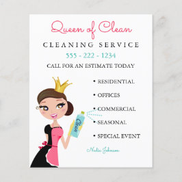 Flyer Serviço de Empregada de Limpeza Personagem Morena 
