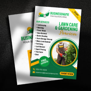 Flyer Serviço de Jardinagem e Corte de Grama Verde e Lar