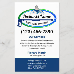 Flyer Serviço de lavagem de pressão azul verde profissio