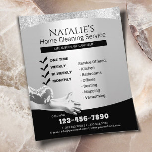 Flyer Serviço de Limpeza da Casa de Maid Prata Moderna