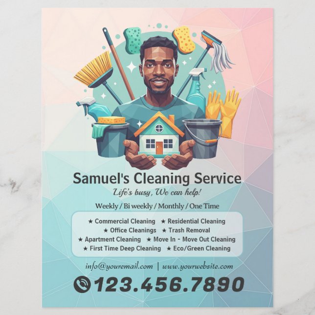 Flyer Serviço de Limpeza de Casa Moderna Serviço de Limp (Frente)
