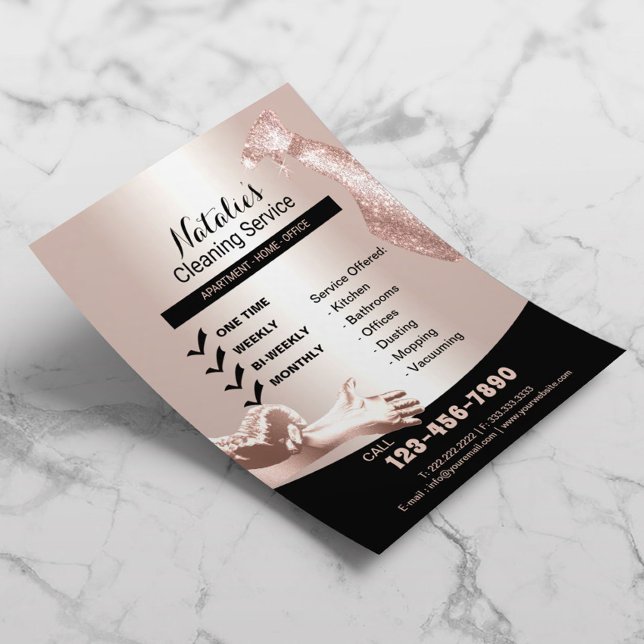 Flyer Serviço de Limpeza de Casa Profissional Rosa Doura (Criador carregado)