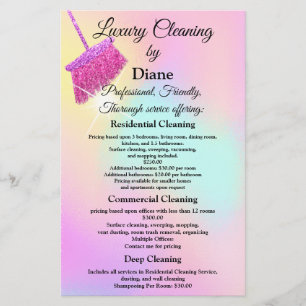 Flyer Serviço de Limpeza Escritório Mantendo o QR Rosa M