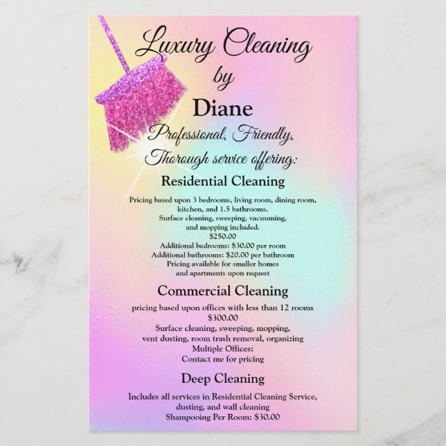 Flyer Serviço de Limpeza Escritório Mantendo o QR Rosa M (Frente)