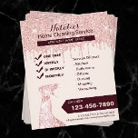 Flyer Serviço de manutenção da casa de limpeza de casa r<br><div class="desc">O Rosa moderno Dourado Glitter Coloca Compartimentos De Limpeza Em Casa,  Mantendo Folhetos De Serviço.</div>