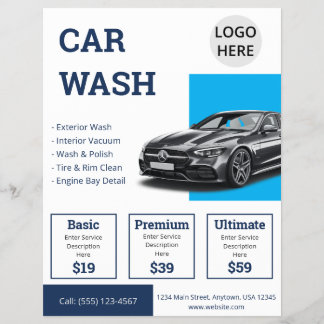 Flyer Serviço de Marketing Profissional de Lavagem de Ca