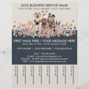 Flyer Serviço de Passeador de Cães Ivory Navy