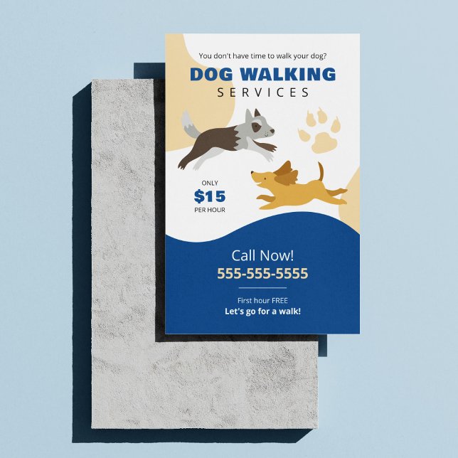 Flyer Serviço de passeio de cachorro fofo (Criador carregado)