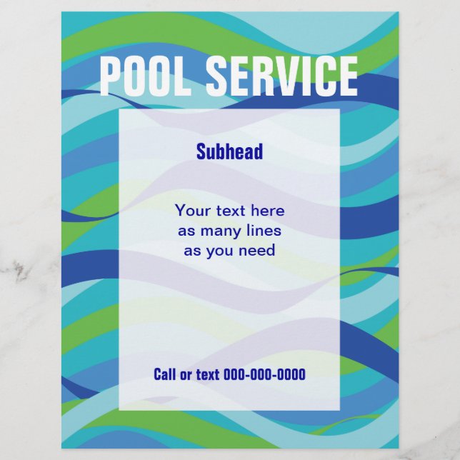 Flyer Serviço de Piscina com texto personalizado (Frente)