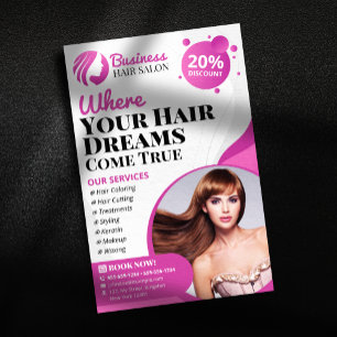 Flyer Serviço de Salão de Cabeleireiro Moderno e Maquiad