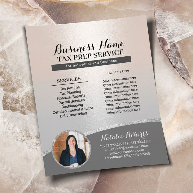 Flyer Serviço Elegant Silver de Consultoria de Preparaçã (Criador carregado)