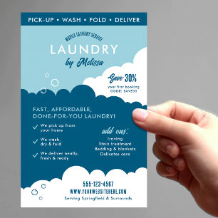 Flyer Serviço Moderno de Lavanderia Móvel Marketing de L