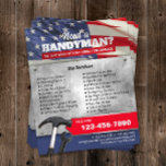 Flyer Serviço Patriótico de Reparação e Manutenção do Ha<br><div class="desc">Folhetos Patrióticos do Serviço de Manutenção de Handyman Profissional.</div>